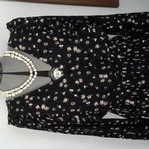American Eagle Outfitters Black Floral Long Sleeve Dress